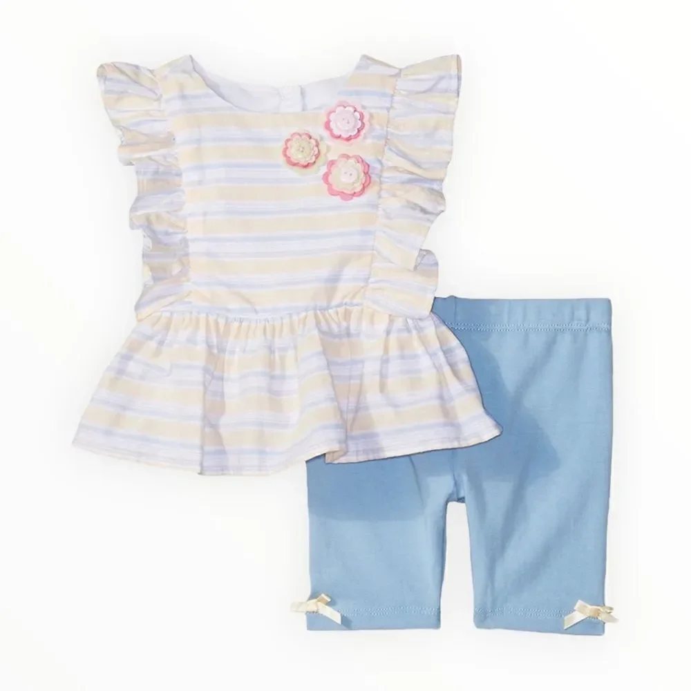 PIPPA & JULIE | Yellow & Blue | Top and Capri Legging Outfit Set
